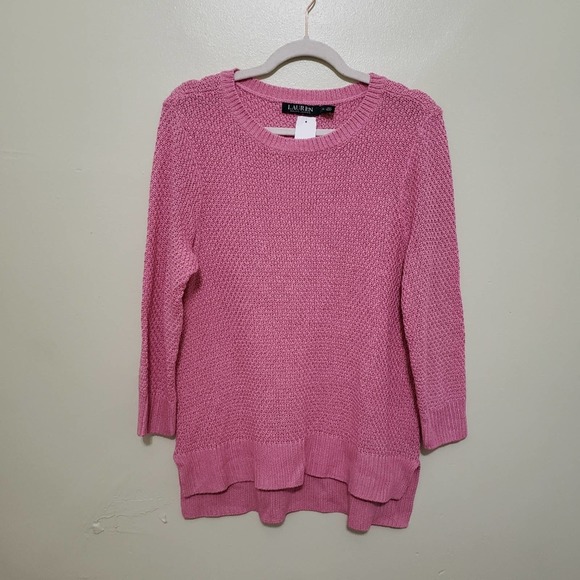 Lauren Ralph Lauren Pink Knit 3/4 Sleeve Sweater - NWT - Picture 2 of 6
